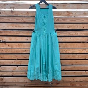 Chic Teal Midi Dress with Button Detail